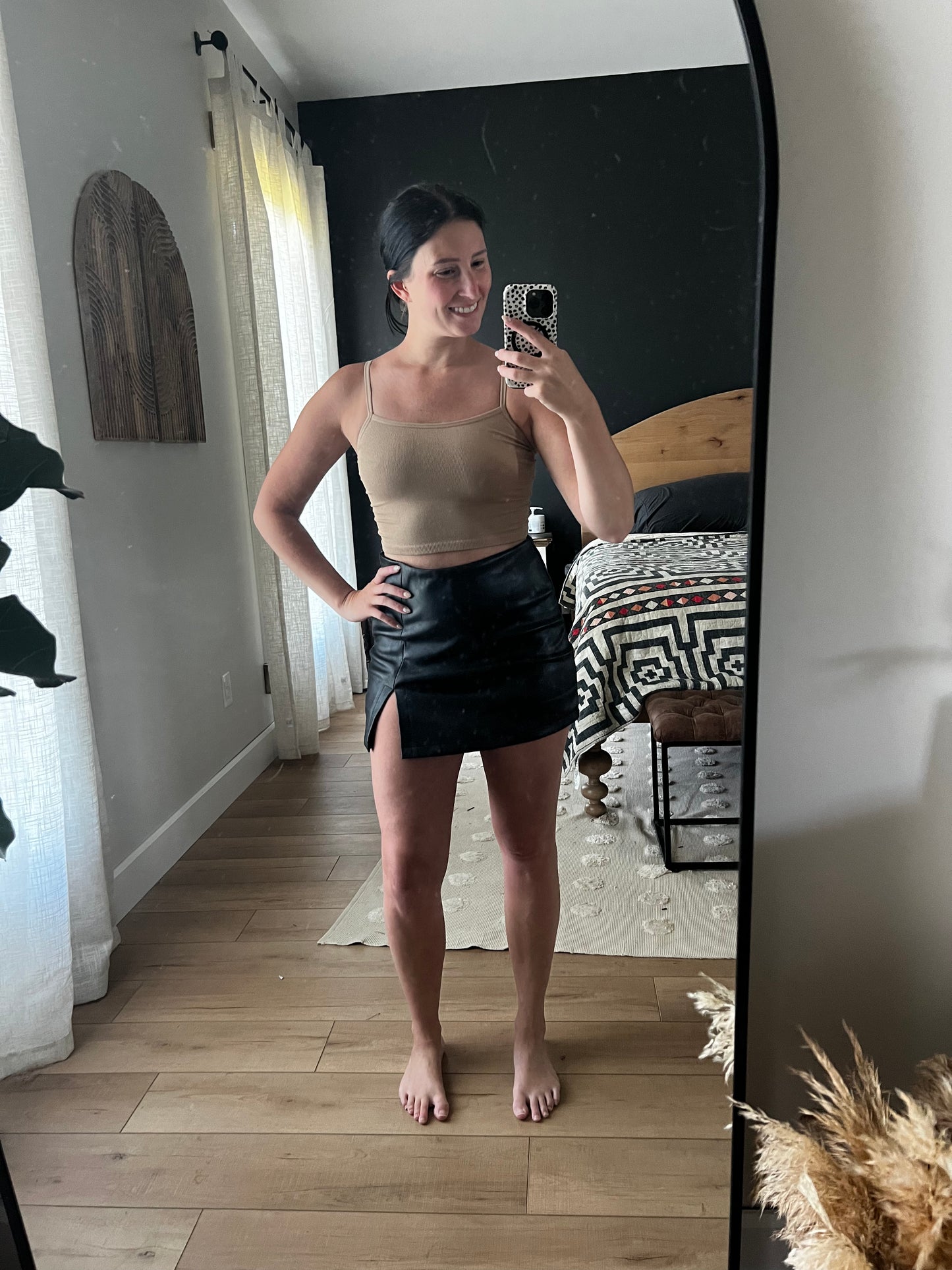 Faux Leather Skort