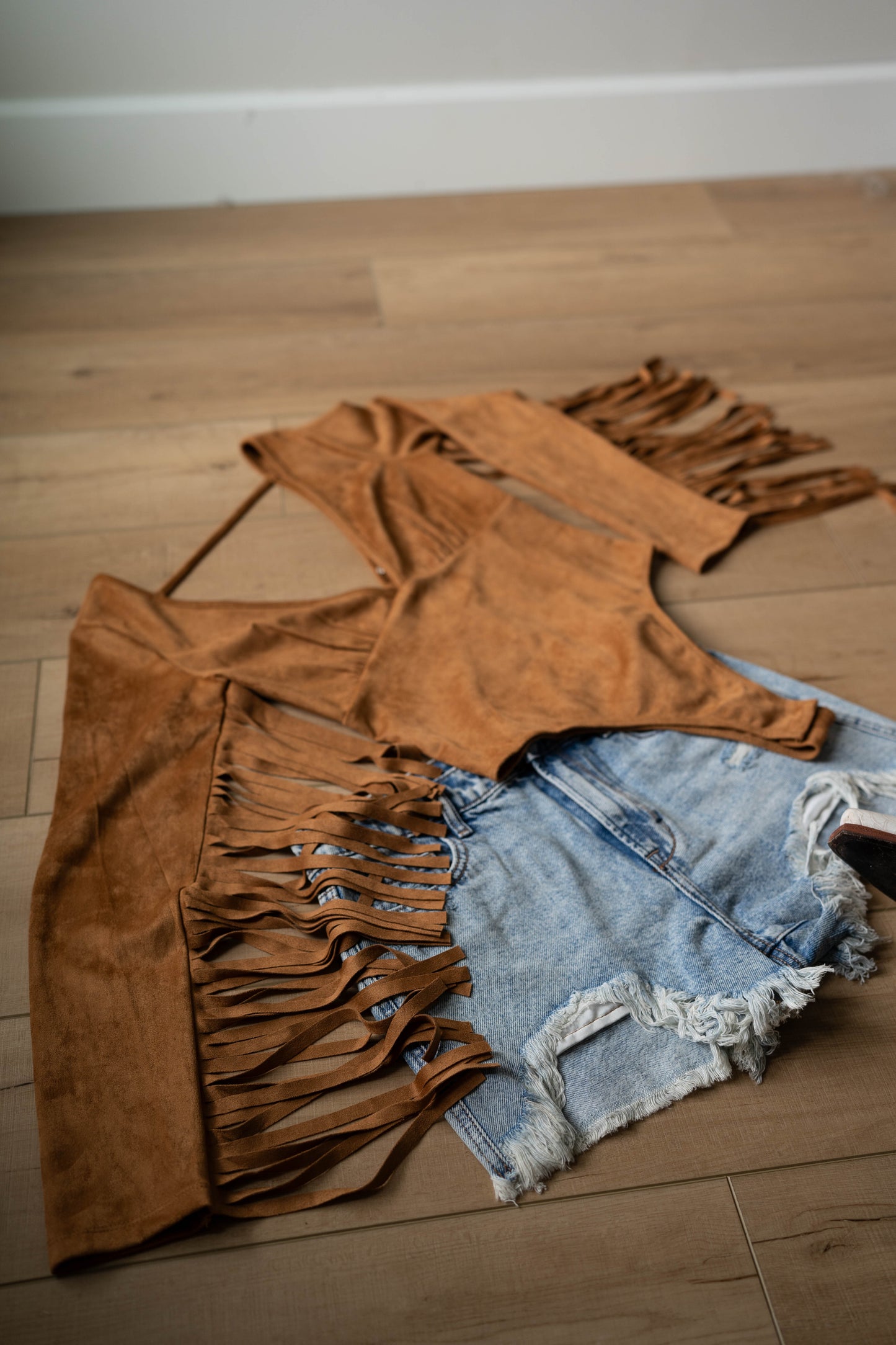 Camel Fringe Bodysuit