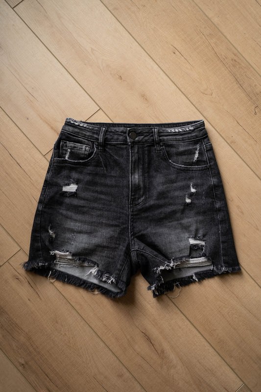 Risen Distressed Black Shorts