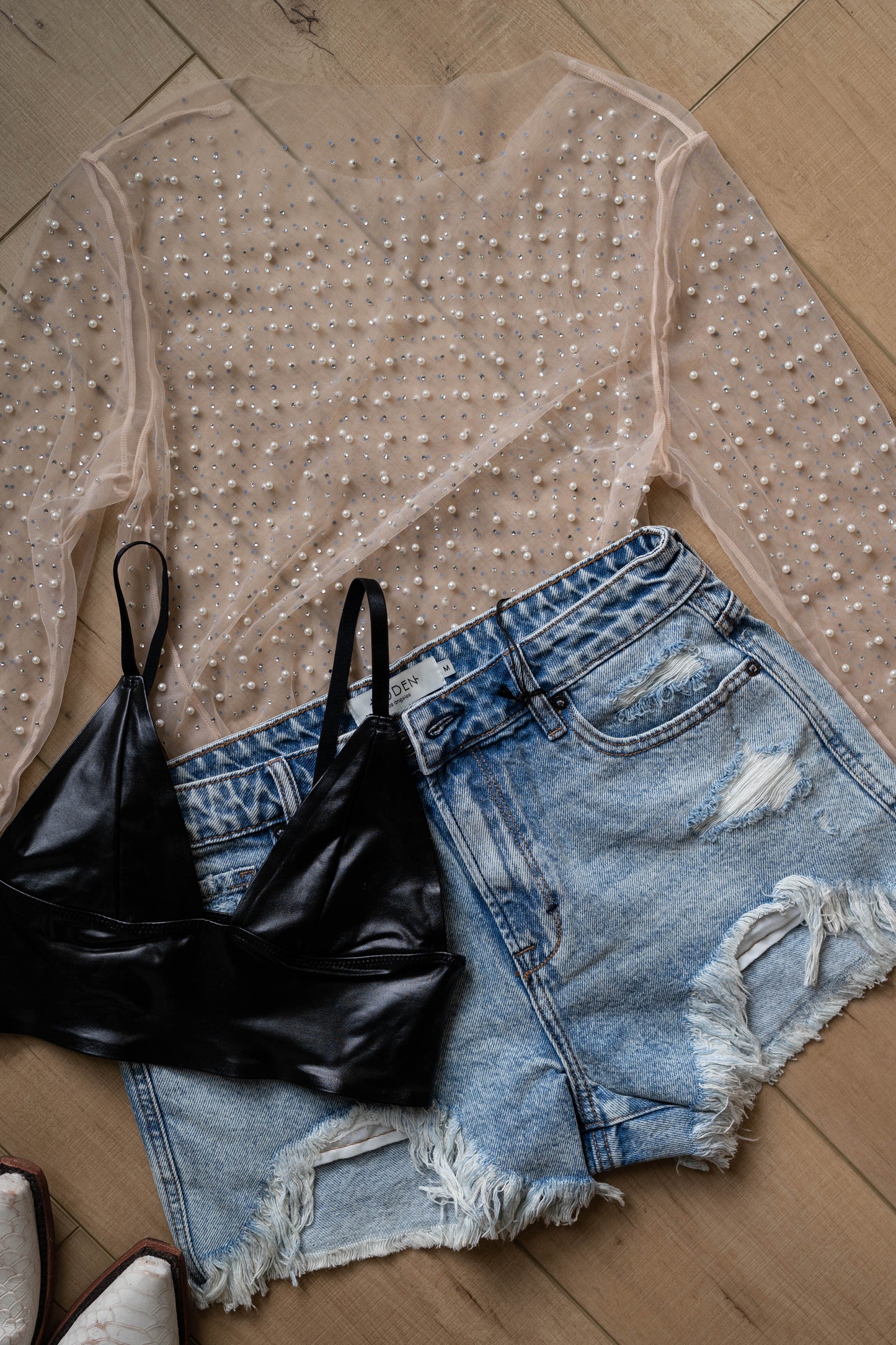 Sheer Mesh Pearl Top