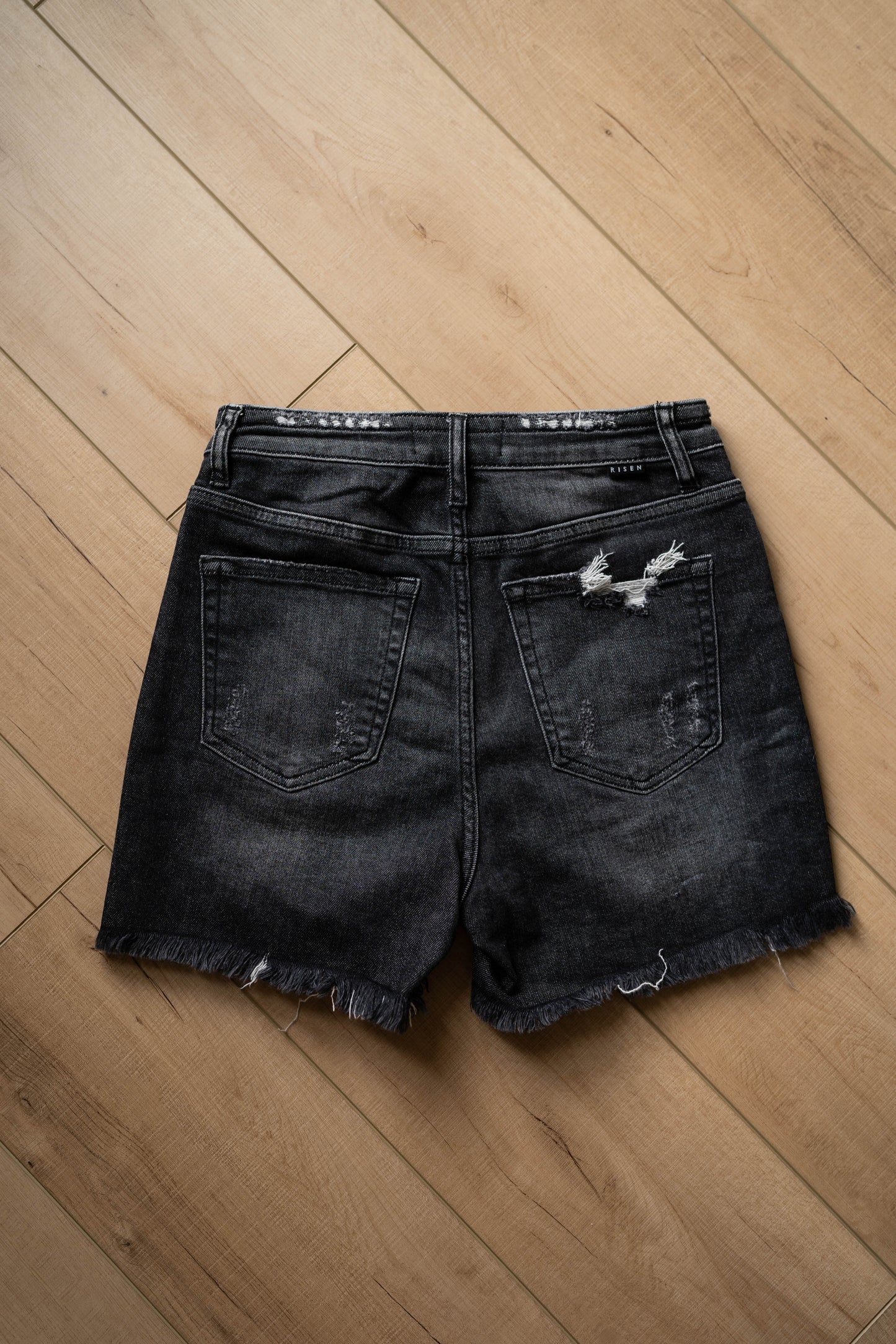 Risen Distressed Black Shorts