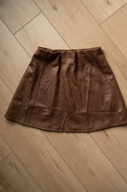 Faux Leather A-Line Mini Skirt